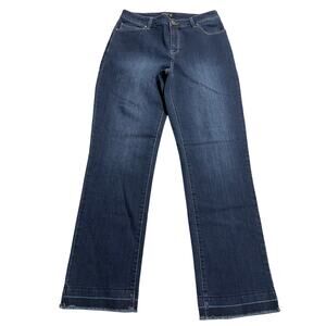 Susan Graver Jeans Straight Leg Frayed Raw Hem Stretch Womens Size 4 Denim Blue